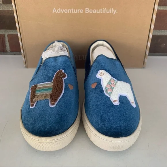 Blue Velvet Slip-On Shoes - Picture 2 of 5